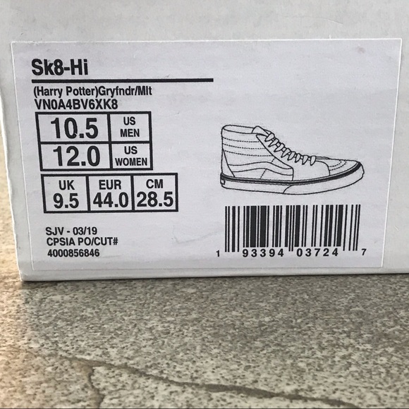 Vans Sk8 Hi Harry Potter Gryffindor Sneakers - Picture 12 of 12